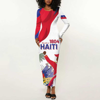 Personalised Haiti 222nd Anniversary Independence Day Long Sleeve Bodycon Dress - African Pride