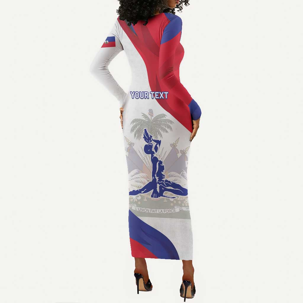 Personalised Haiti 222nd Anniversary Independence Day Long Sleeve Bodycon Dress - African Pride