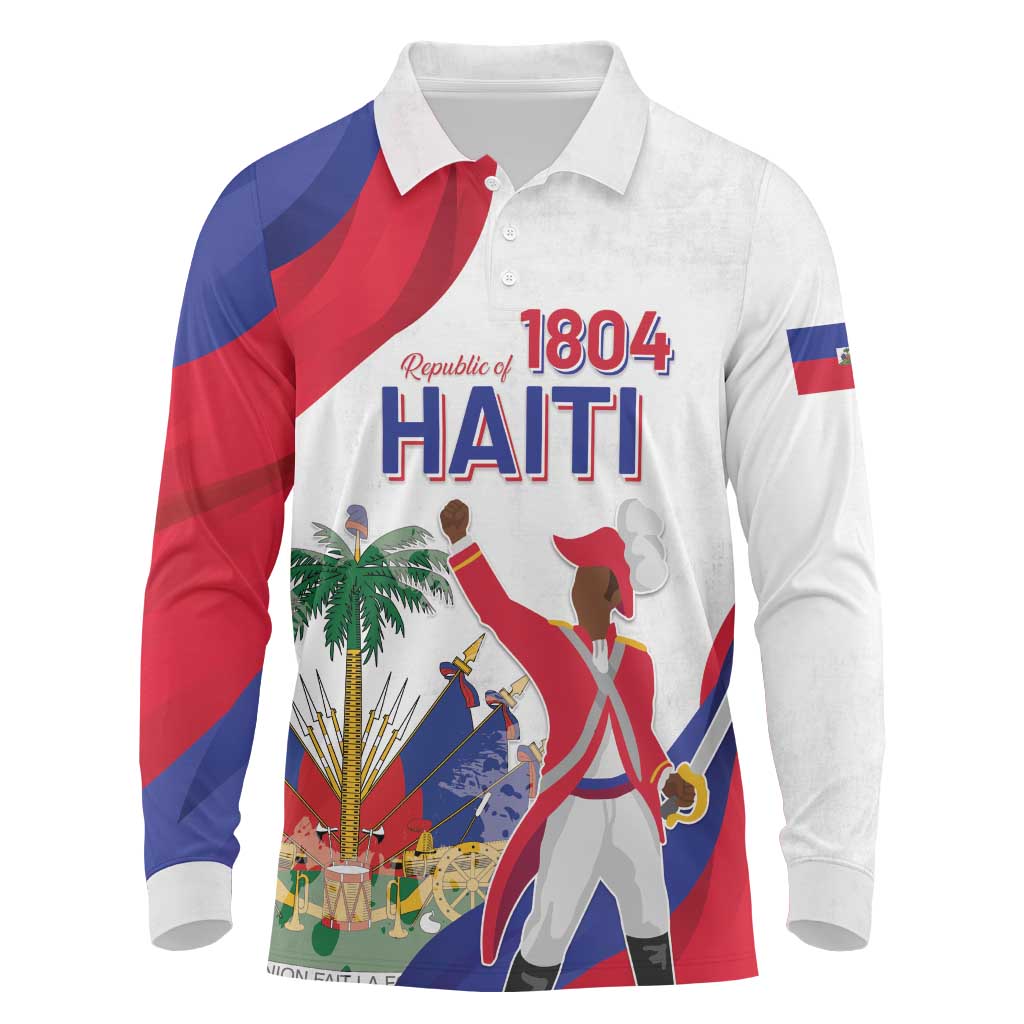 Personalised Haiti 222nd Anniversary Independence Day Long Sleeve Polo Shirt - African Pride