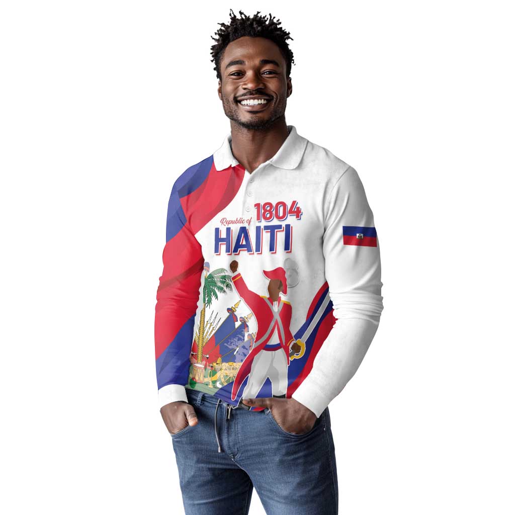 Personalised Haiti 222nd Anniversary Independence Day Long Sleeve Polo Shirt - African Pride