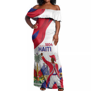 Personalised Haiti 222nd Anniversary Independence Day Off Shoulder Maxi Dress - African Pride