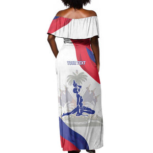 Personalised Haiti 222nd Anniversary Independence Day Off Shoulder Maxi Dress - African Pride