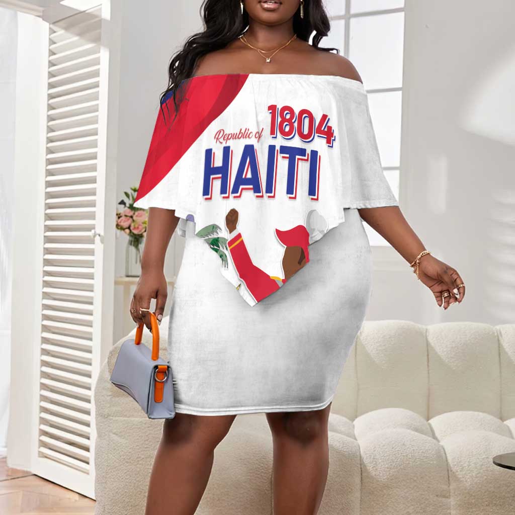 Personalised Haiti 222nd Anniversary Independence Day Off Shoulder Short Dress - African Pride