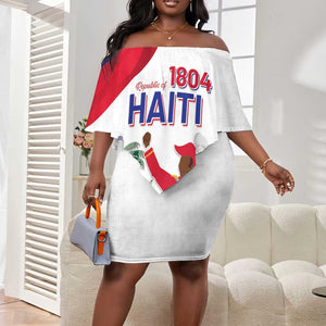 Personalised Haiti 222nd Anniversary Independence Day Off Shoulder Short Dress - African Pride