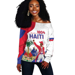 Personalised Haiti 222nd Anniversary Independence Day Off Shoulder Sweater - African Pride
