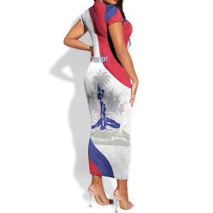 Personalised Haiti 222nd Anniversary Independence Day Short Sleeve Bodycon Dress - African Pride