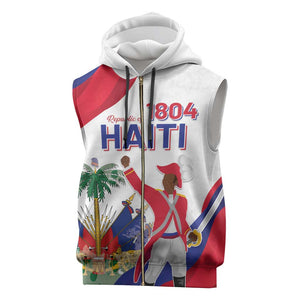 Personalised Haiti 222nd Anniversary Independence Day Sleeveless Zip Hoodie - African Pride