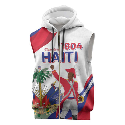 Personalised Haiti 222nd Anniversary Independence Day Sleeveless Zip Hoodie - African Pride