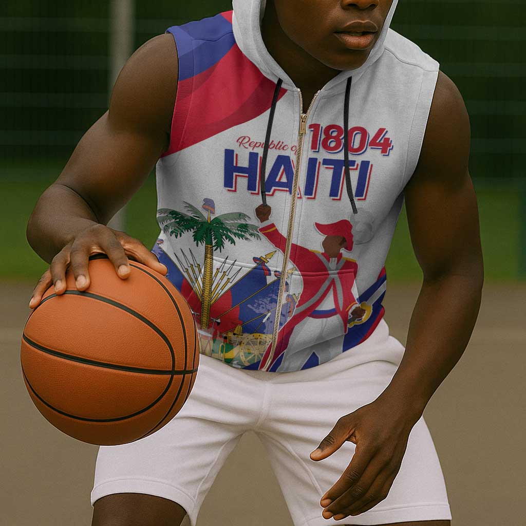 Personalised Haiti 222nd Anniversary Independence Day Sleeveless Zip Hoodie - African Pride