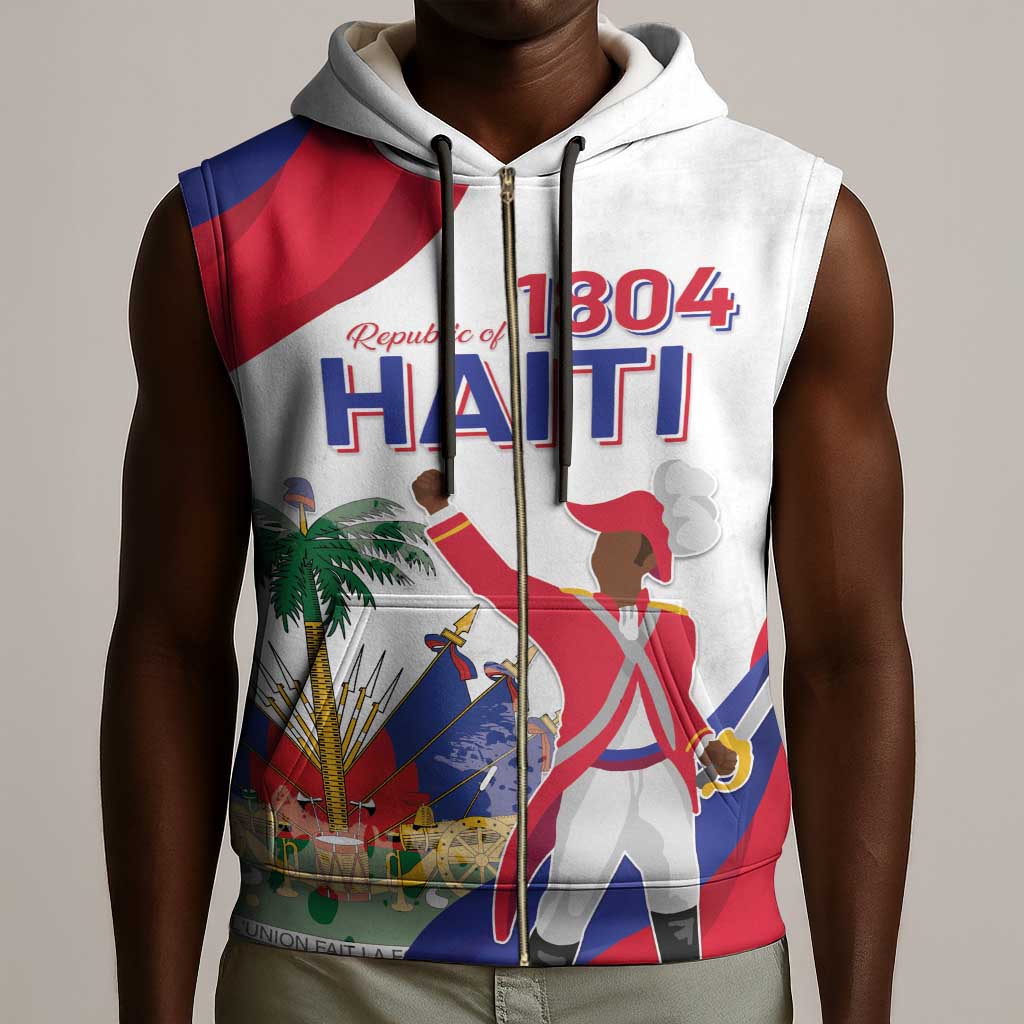 Personalised Haiti 222nd Anniversary Independence Day Sleeveless Zip Hoodie - African Pride