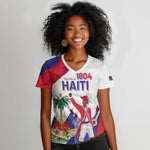 Personalised Haiti 222nd Anniversary Independence Day Women V-Neck T-Shirt - African Pride