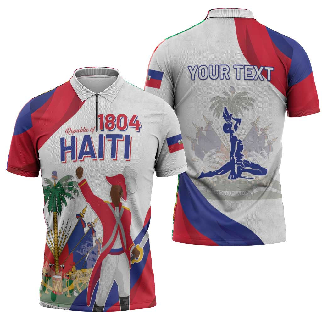 Personalised Haiti 222nd Anniversary Independence Day Zipper Polo Shirt