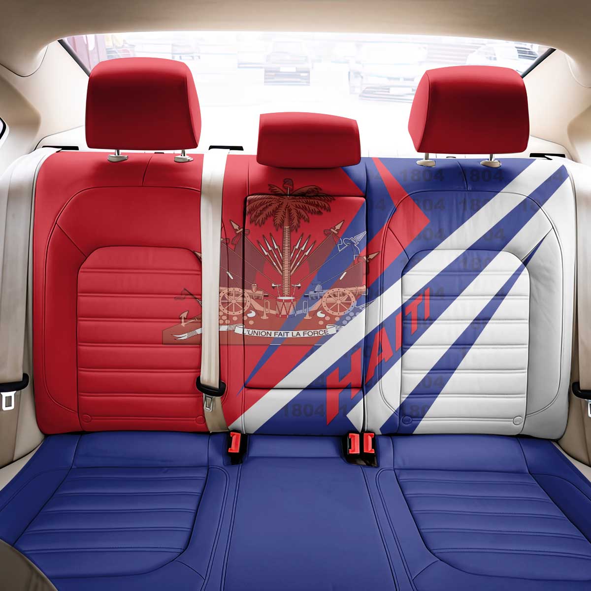 Haiti 1804 Back Car Seat Cover Coat Of Arms Simple Style - African Pride
