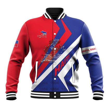 Personalised Haiti 1804 Baseball Jacket Coat Of Arms Simple Style - African Pride