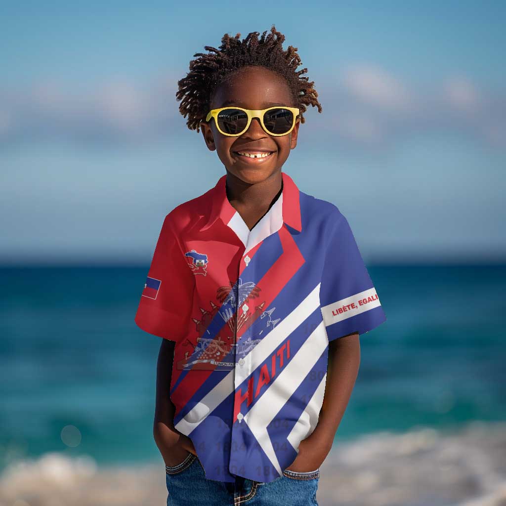 Personalised Haiti 1804 Kid Hawaiian Shirt Coat Of Arms Simple Style - African Pride