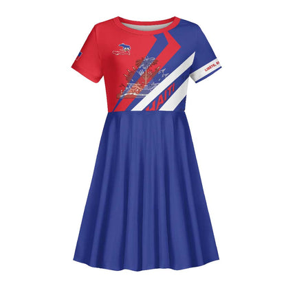 Personalised Haiti 1804 Kid Short Sleeve Dress Coat Of Arms Simple Style - African Pride