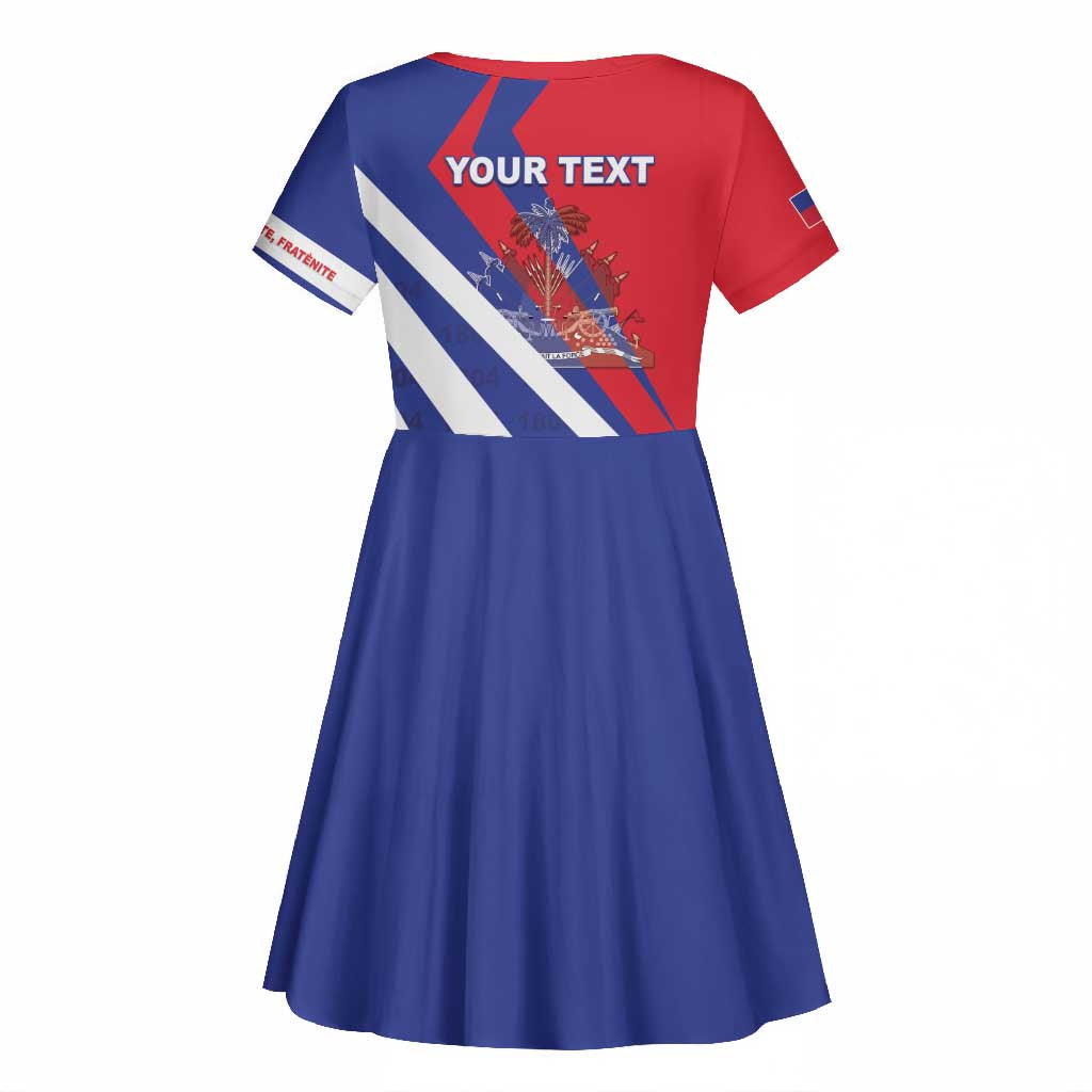 Personalised Haiti 1804 Kid Short Sleeve Dress Coat Of Arms Simple Style - African Pride
