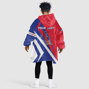 Personalised Haiti 1804 Kid Wearable Blanket Hoodie Coat Of Arms Simple Style - African Pride