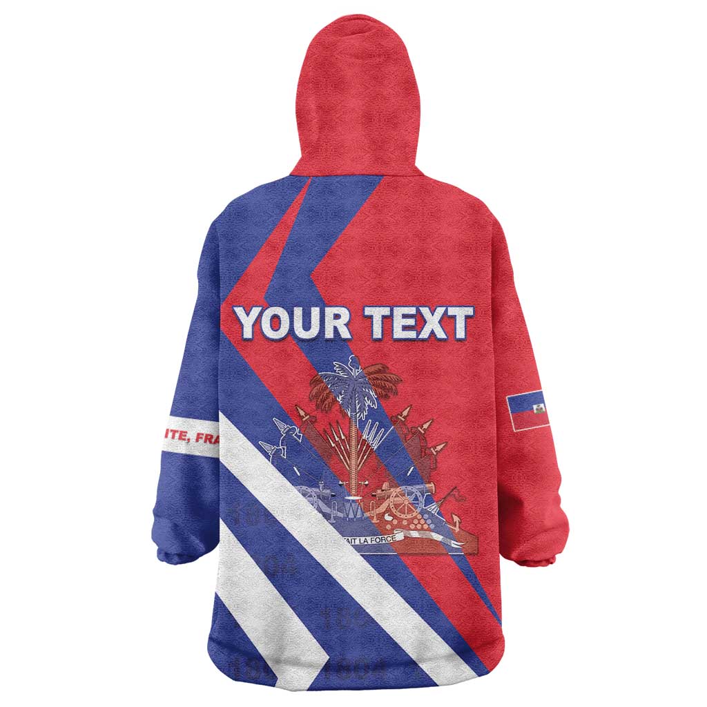 Personalised Haiti 1804 Kid Wearable Blanket Hoodie Coat Of Arms Simple Style - African Pride