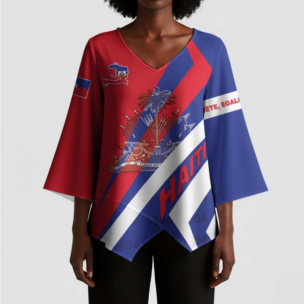 Personalised Haiti 1804 Kimono Sleeve Blouse Coat Of Arms Simple Style