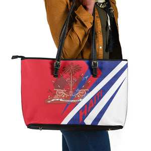 Haiti 1804 Leather Tote Bag Coat Of Arms Simple Style - African Pride