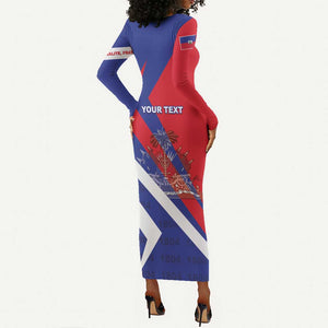 Personalised Haiti 1804 Long Sleeve Bodycon Dress Coat Of Arms Simple Style - African Pride
