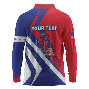 Personalised Haiti 1804 Long Sleeve Polo Shirt Coat Of Arms Simple Style - African Pride