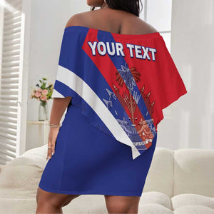 Personalised Haiti 1804 Off Shoulder Short Dress Coat Of Arms Simple Style - African Pride