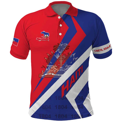 Personalised Haiti 1804 Polo Shirt Coat Of Arms Simple Style - African Pride