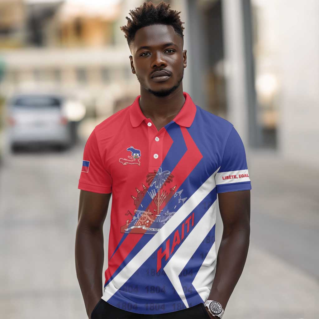 Personalised Haiti 1804 Polo Shirt Coat Of Arms Simple Style - African Pride
