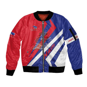 Personalised Haiti 1804 Sleeve Zip Bomber Jacket Coat Of Arms Simple Style - African Pride