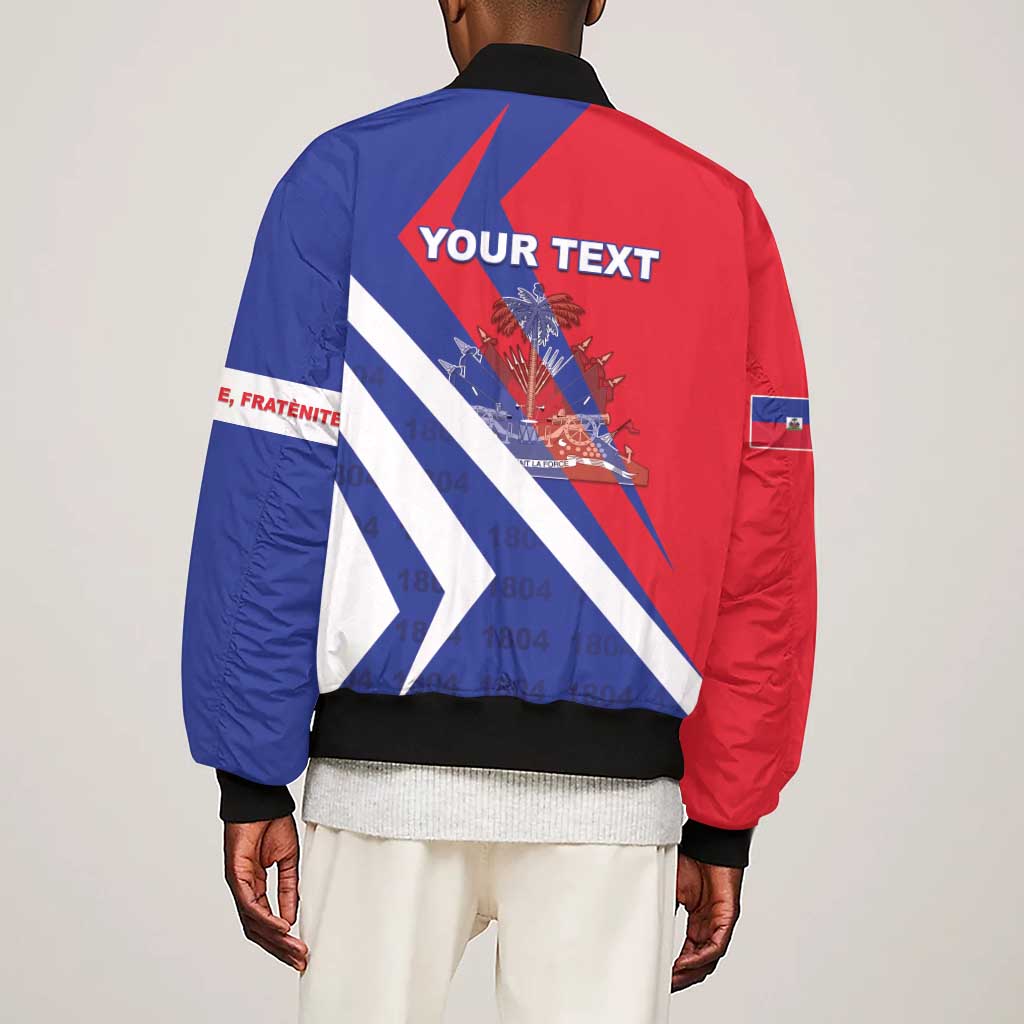 Personalised Haiti 1804 Sleeve Zip Bomber Jacket Coat Of Arms Simple Style - African Pride