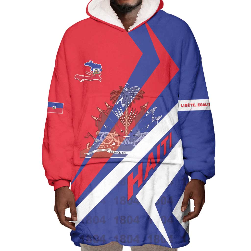 Personalised Haiti 1804 Wearable Blanket Hoodie Coat Of Arms Simple Style - African Pride