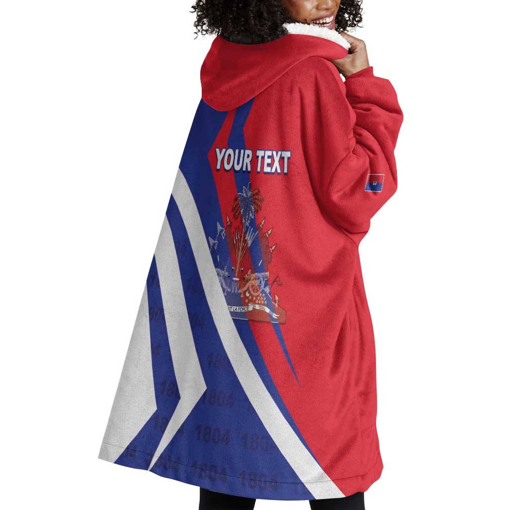 Personalised Haiti 1804 Wearable Blanket Hoodie Coat Of Arms Simple Style - African Pride