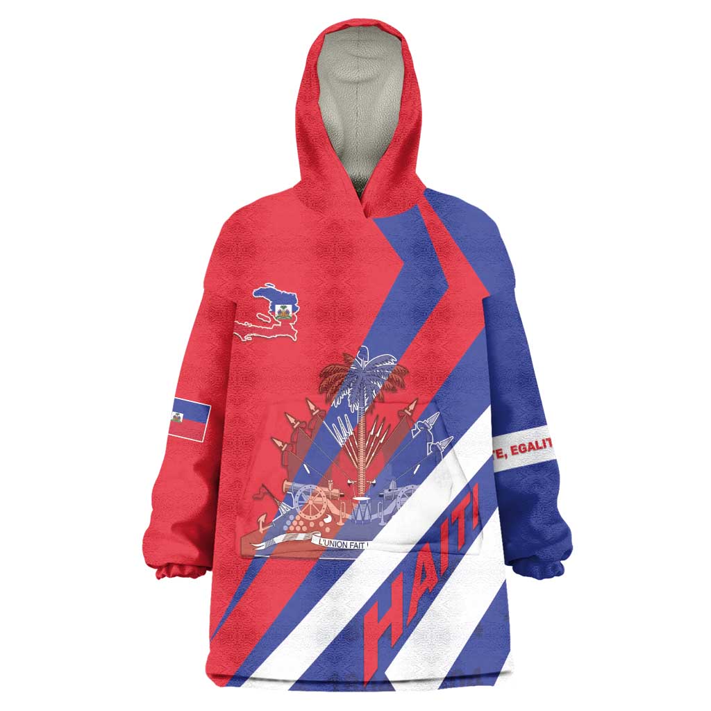 Personalised Haiti 1804 Wearable Blanket Hoodie Coat Of Arms Simple Style - African Pride