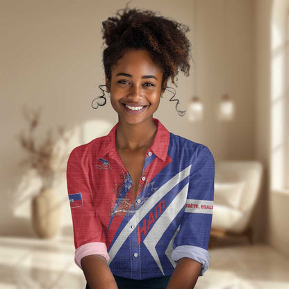 Personalised Haiti 1804 Women Casual Shirt Coat Of Arms Simple Style - African Pride