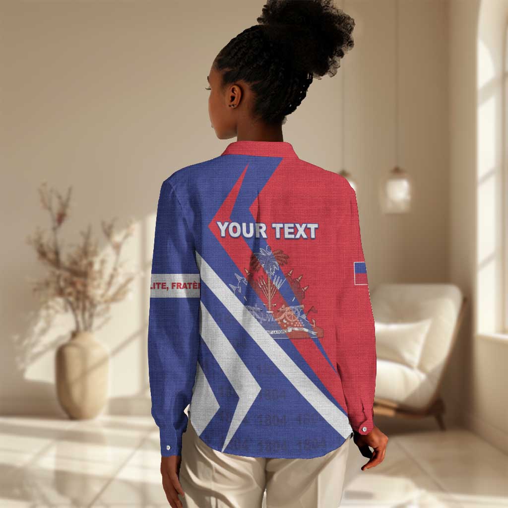 Personalised Haiti 1804 Women Casual Shirt Coat Of Arms Simple Style - African Pride
