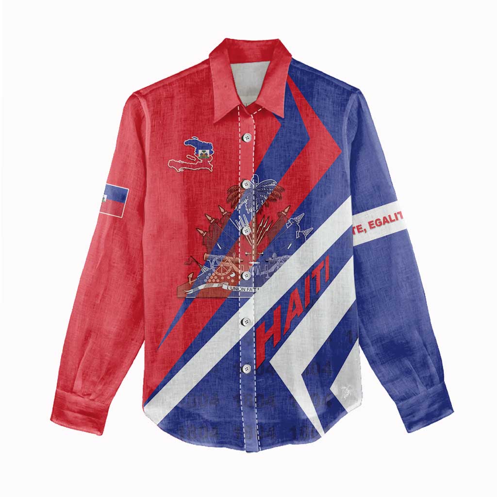 Personalised Haiti 1804 Women Casual Shirt Coat Of Arms Simple Style - African Pride