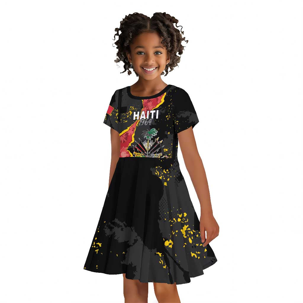 Personalised Haiti 1964 Kid Short Sleeve Dress Coat Of Arms Unique Style - African Pride