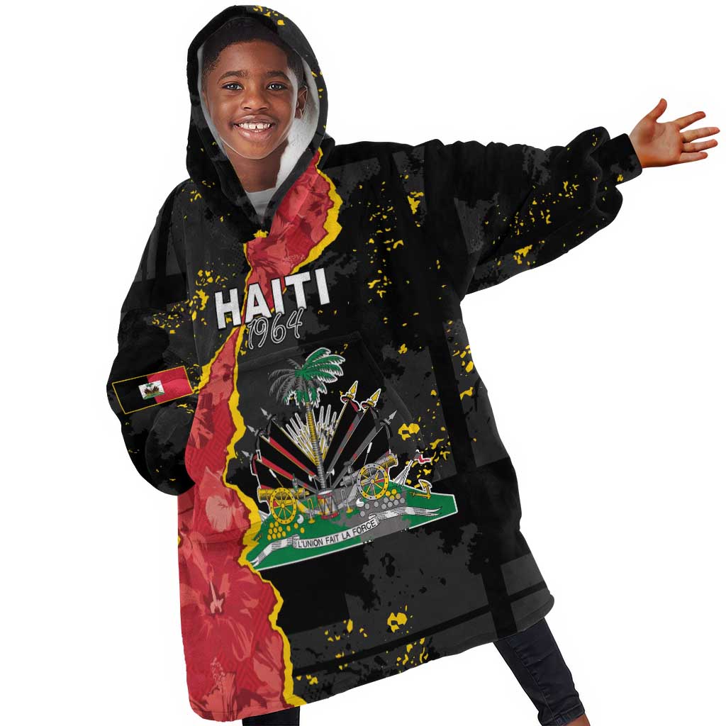 Personalised Haiti 1964 Kid Wearable Blanket Hoodie Coat Of Arms Unique Style - African Pride