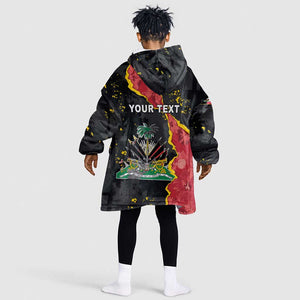Personalised Haiti 1964 Kid Wearable Blanket Hoodie Coat Of Arms Unique Style - African Pride