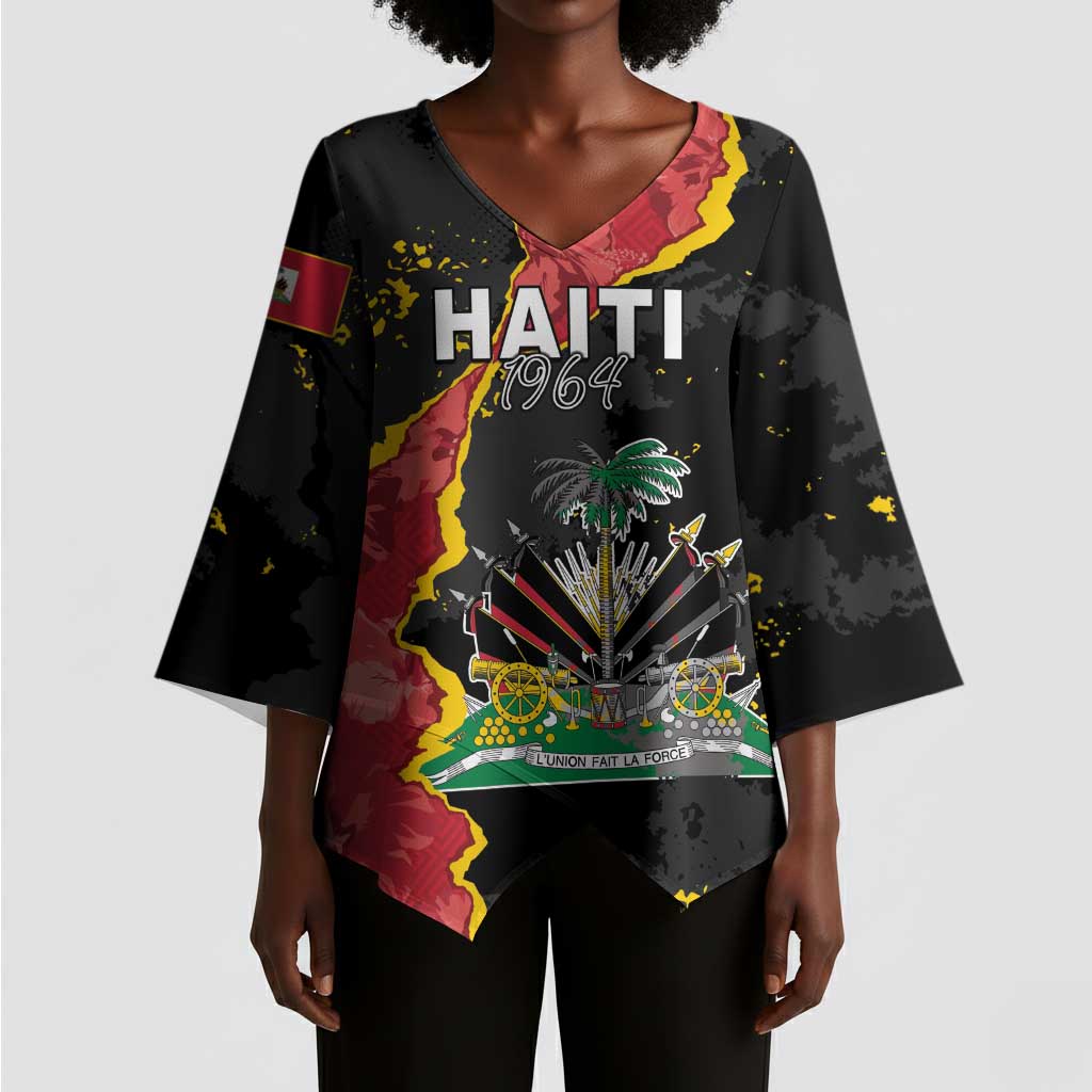 Personalised Haiti 1964 Kimono Sleeve Blouse Coat Of Arms Unique Style