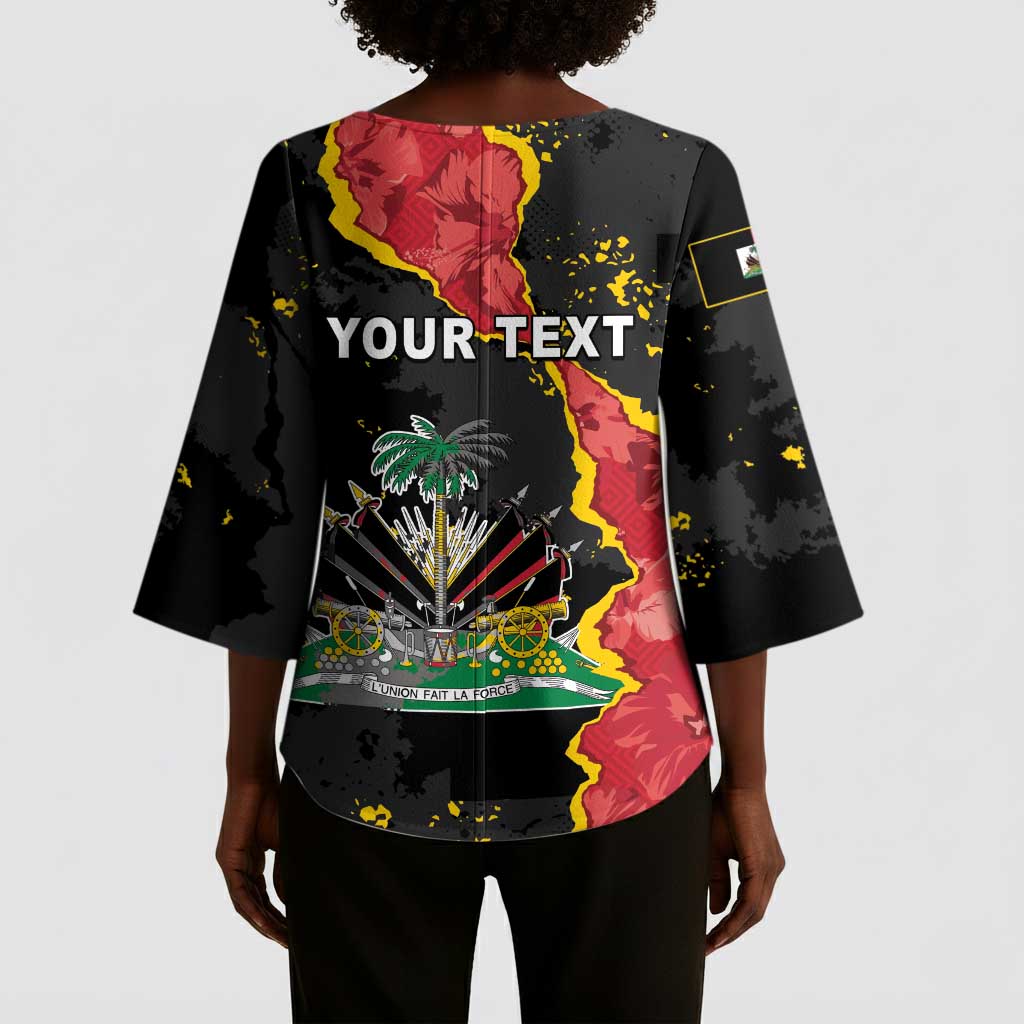 Personalised Haiti 1964 Kimono Sleeve Blouse Coat Of Arms Unique Style