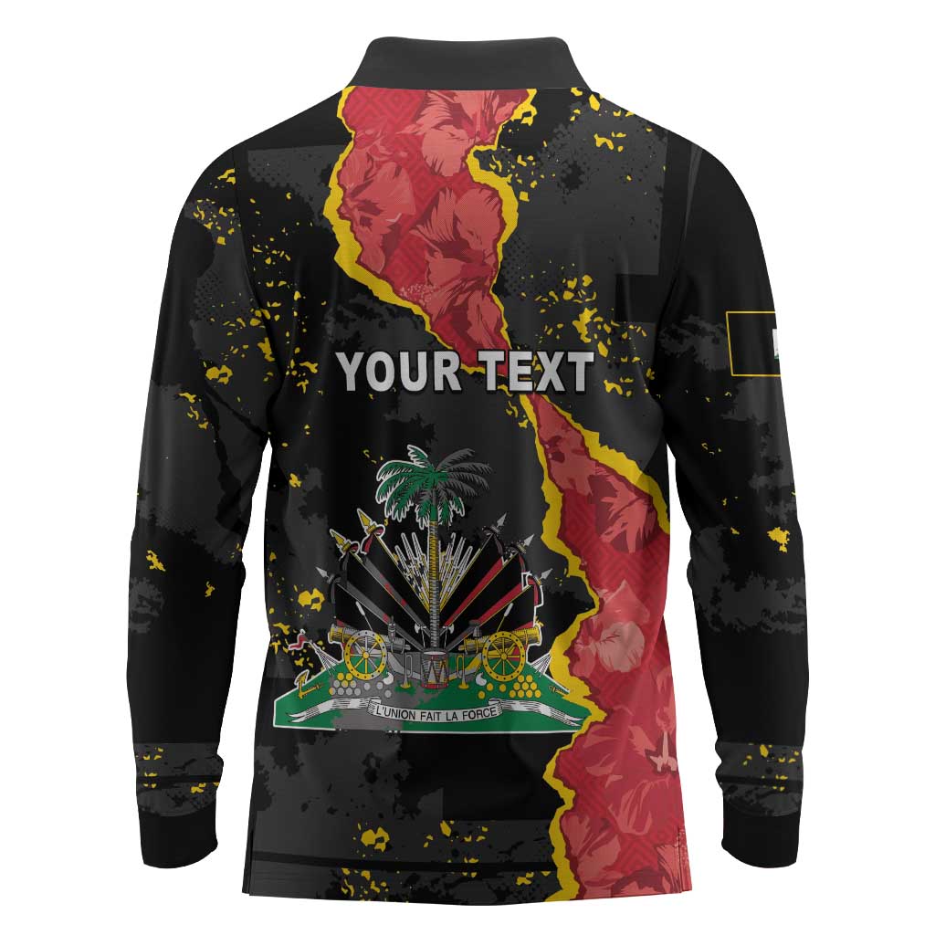 Personalised Haiti 1964 Long Sleeve Polo Shirt Coat Of Arms Unique Style - African Pride