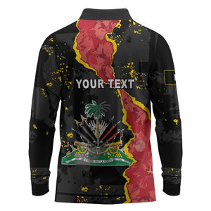 Personalised Haiti 1964 Long Sleeve Polo Shirt Coat Of Arms Unique Style - African Pride