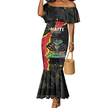 Personalised Haiti 1964 Mermaid Dress Coat Of Arms Unique Style - African Pride