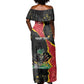 Personalised Haiti 1964 Off Shoulder Maxi Dress Coat Of Arms Unique Style - African Pride