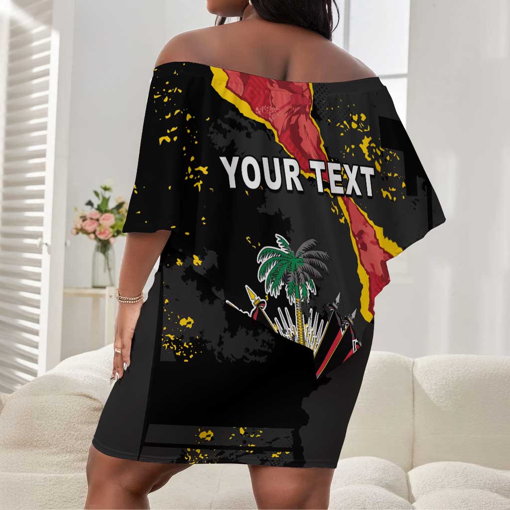 Personalised Haiti 1964 Off Shoulder Short Dress Coat Of Arms Unique Style - African Pride