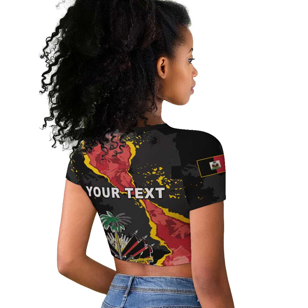 Personalised Haiti 1964 Raglan Cropped T shirt Coat Of Arms Unique Style - African Pride