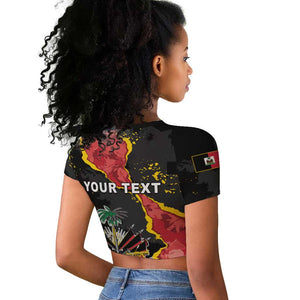 Personalised Haiti 1964 Raglan Cropped T shirt Coat Of Arms Unique Style - African Pride